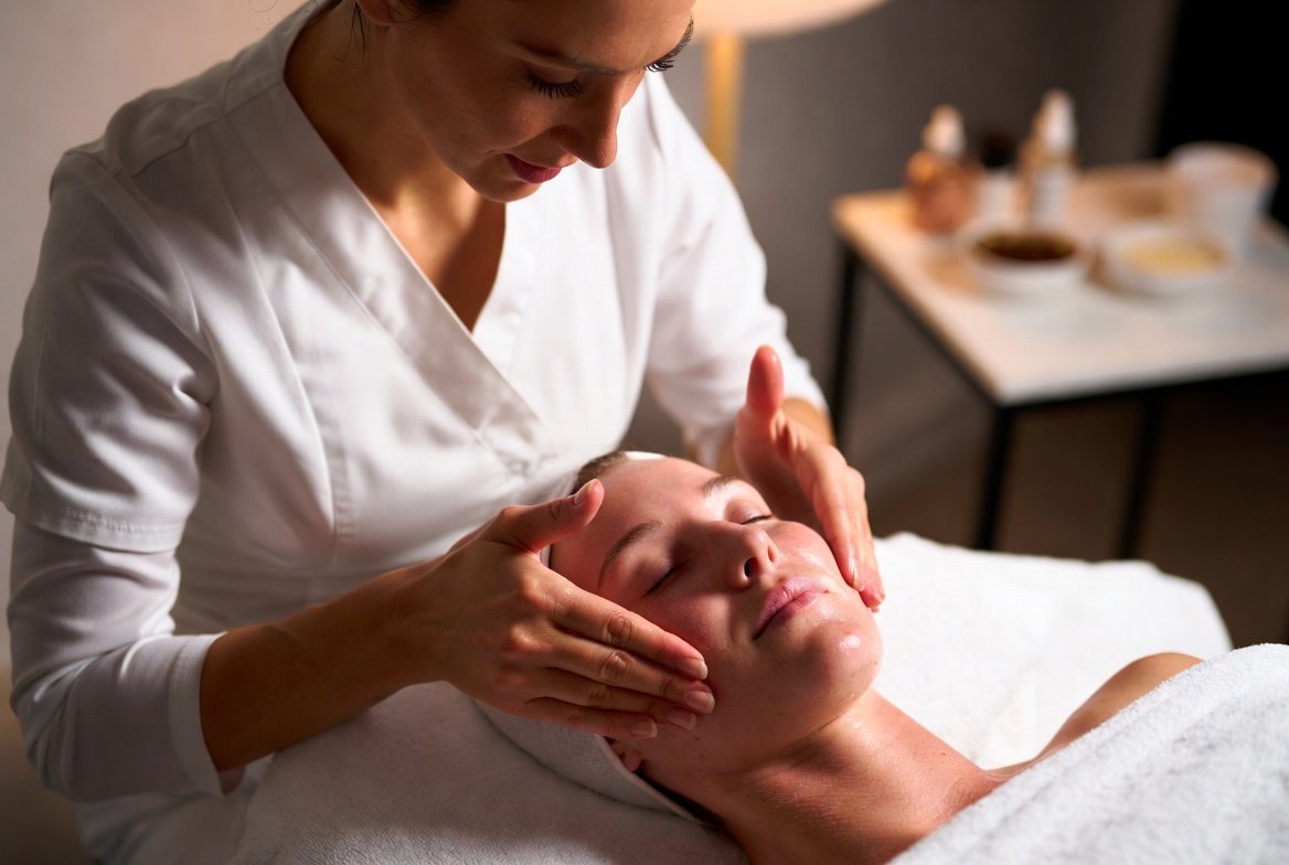 Aspiring Texas esthetician holding a portfolio after completing esthetician license requirements