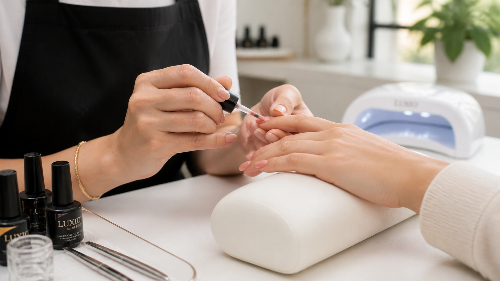 Nail technician students practicing on mannequin hands in a Texas cosmetology school