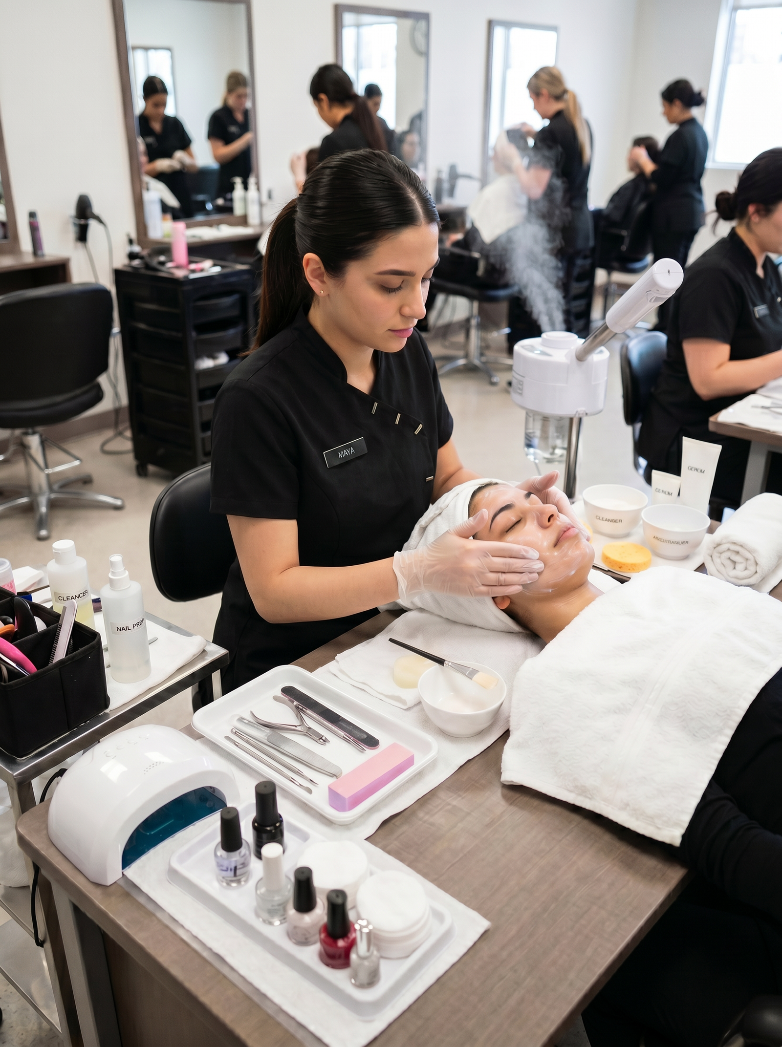 combo license benefits — beauty professional in full-service spa studio