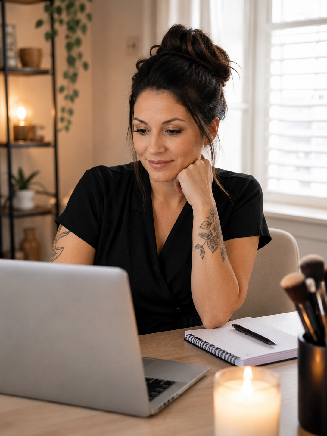 choosing CE provider — cosmetologist completing online course from home