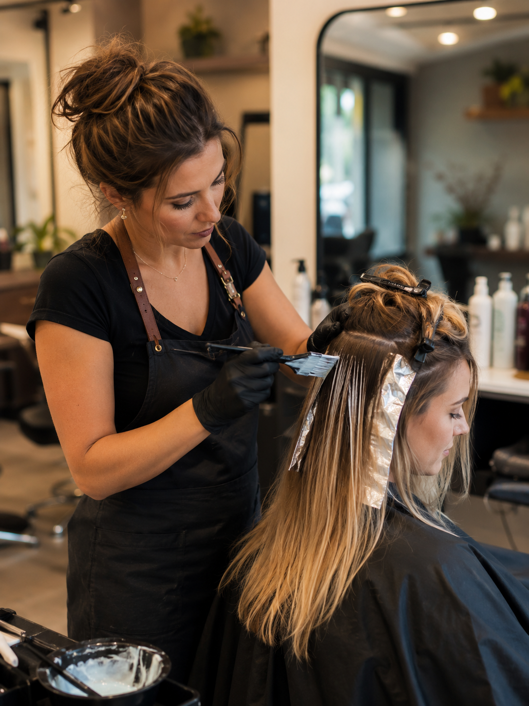 cosmetologist demonstrating a specialized technique