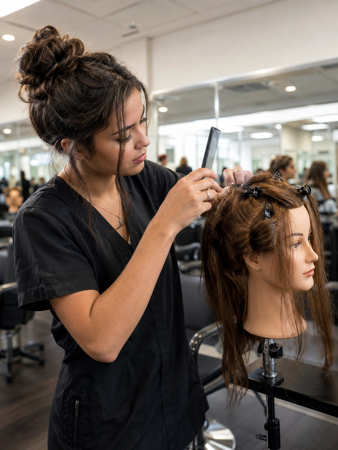 cosmetology student studying for a retake attempt